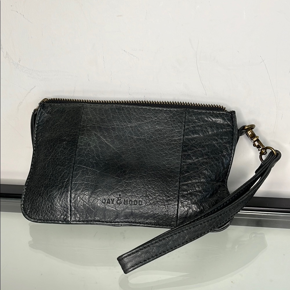 Black Leather Wristlet by Day & Mood